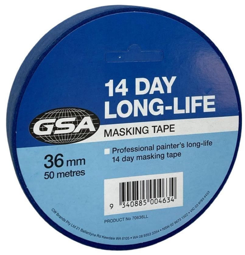GSA LONG LIFE BLUE MASKING TAPE 36MM X 50MTR