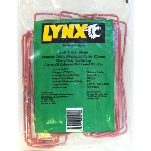 WALL TIES U SHAPE H/DUTY D/LEG 120MM CAVITY
