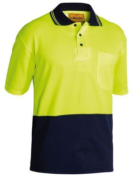 BISLEY MNS BW POLO SS FLURO YEL/NVY -S