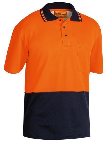 BISLEY MNS BW POLO SS FLURO ORN/NVY -L