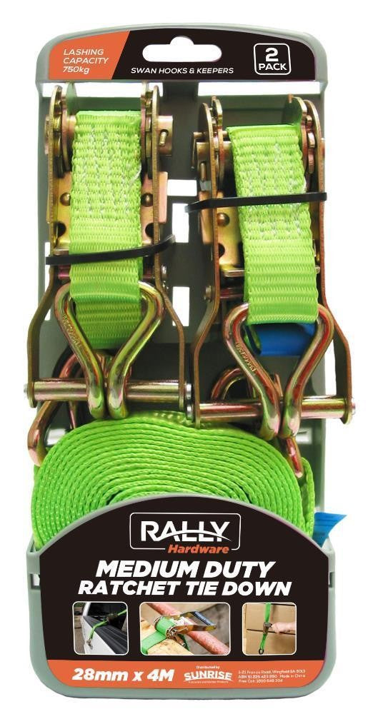 RALLY RATCHET TIE 28 X 4M  750KG (2 PCS)